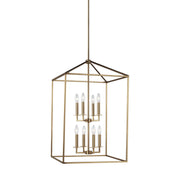 Perryton 19" 8-Light Foyer Pendant in Satin Brass