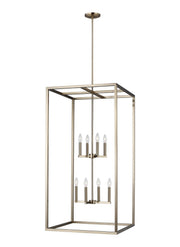 Moffet Street 8-Light Pendant in Satin Brass