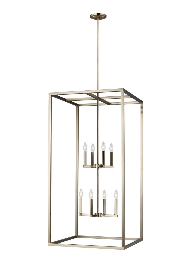 Moffet Street 8-Light Pendant in Satin Brass