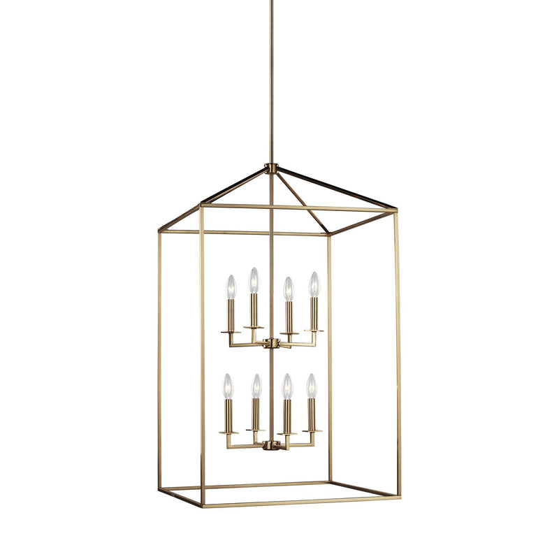 Perryton 22" 8-Light Foyer Pendant in Satin Brass