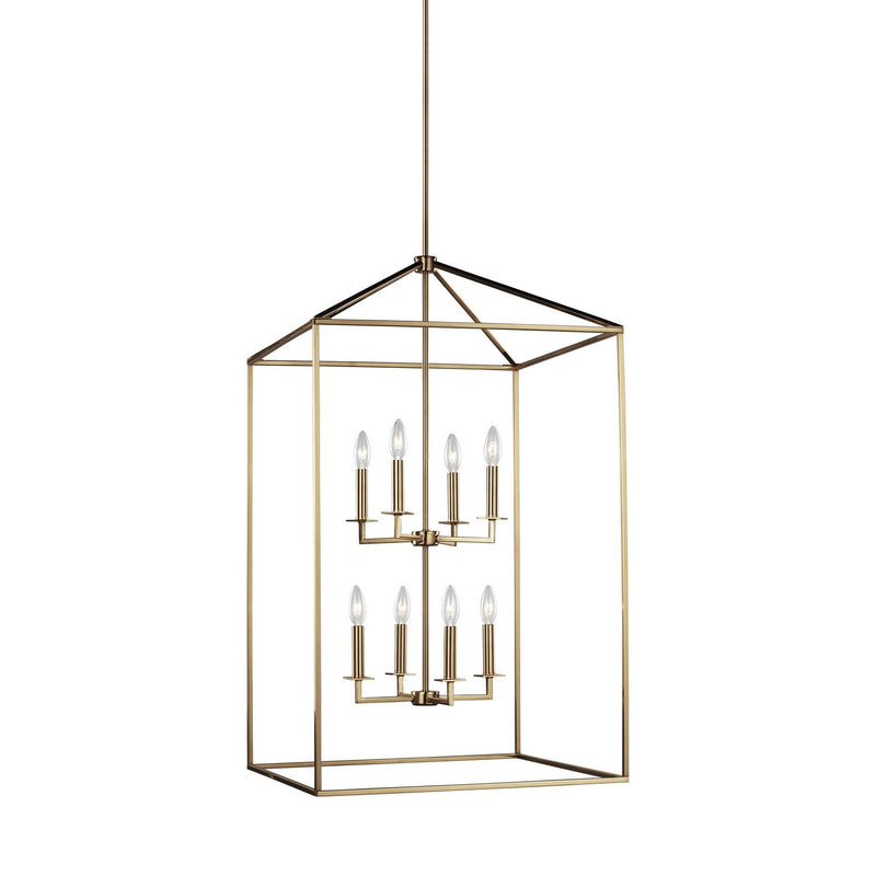 Perryton 22" 8-Light Foyer Pendant in Satin Brass