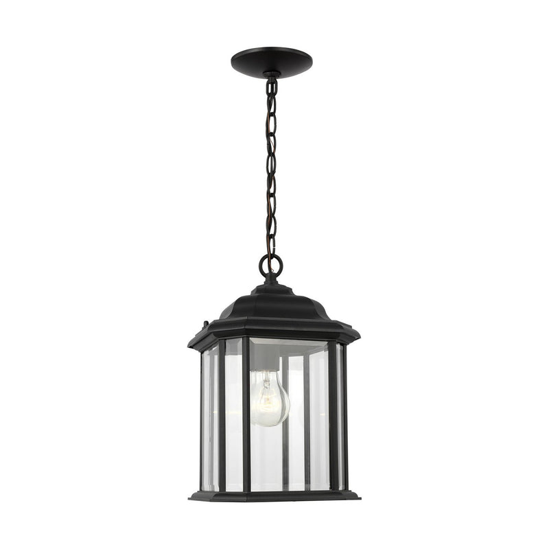 Kent Clear Beveled Outdoor Lantern Pendant in Black