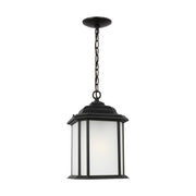 Kent Satin Etched Outdoor Lantern Pendant in Black