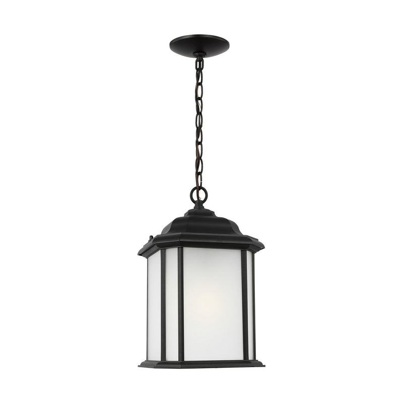 Kent Satin Etched Outdoor Lantern Pendant in Black