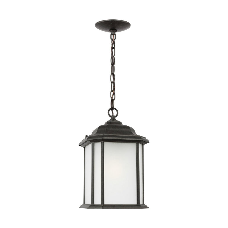 Kent Satin Etched Outdoor Lantern Pendant in Oxford Bronze
