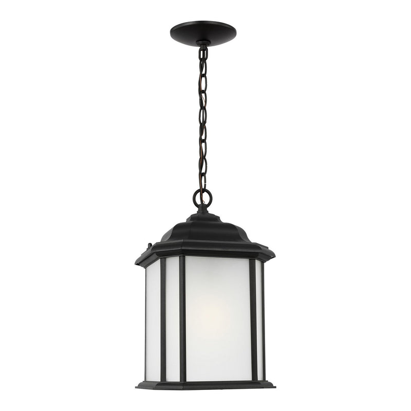 Kent Satin Etched Outdoor Lantern Pendant in Black