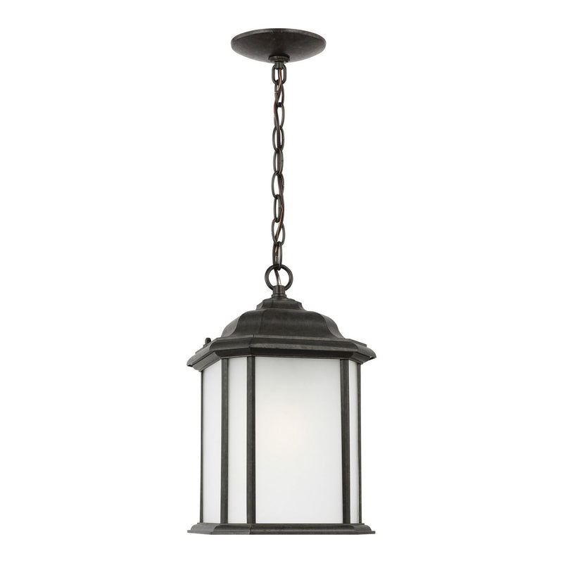 Kent Satin Etched Outdoor Lantern Pendant in Oxford Bronze