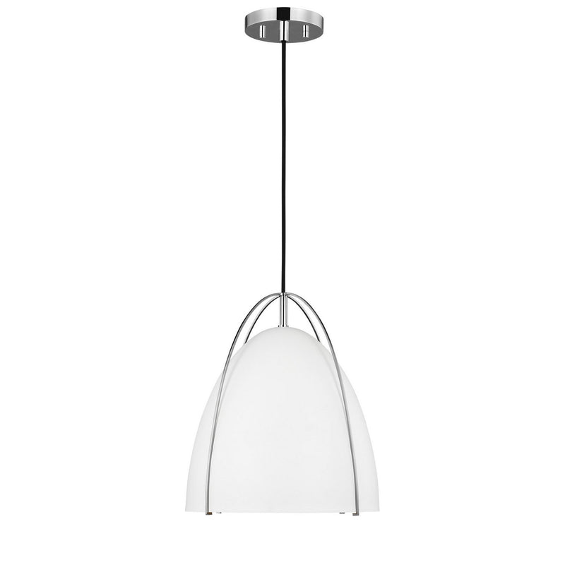 Norman Medium White Shade Pendant in Chrome