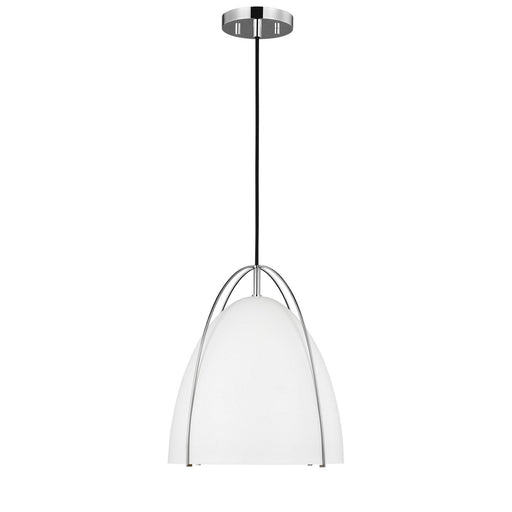 Norman Medium White Shade Pendant in Chrome
