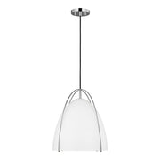 Norman Medium White Shade Pendant in Chrome