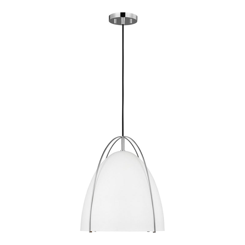Norman Medium White Shade Pendant in Chrome