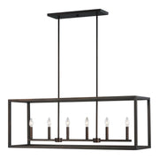 Moffet Street 6-Light Linear Chandelier in Bronze