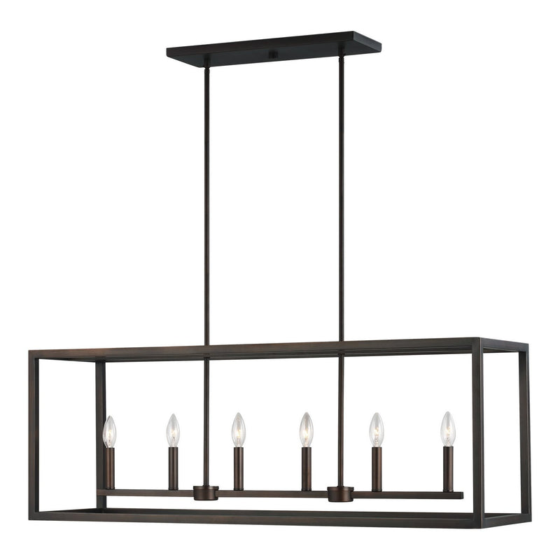 Moffet Street 6-Light Linear Chandelier in Bronze