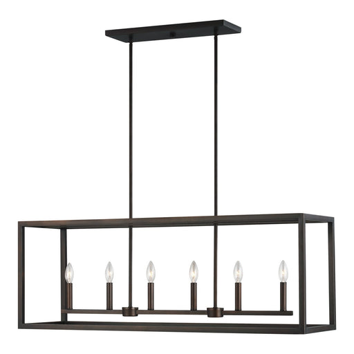 Moffet Street 6-Light Linear Chandelier in Bronze