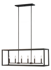 Moffet Street 6-Light Linear Chandelier in Bronze