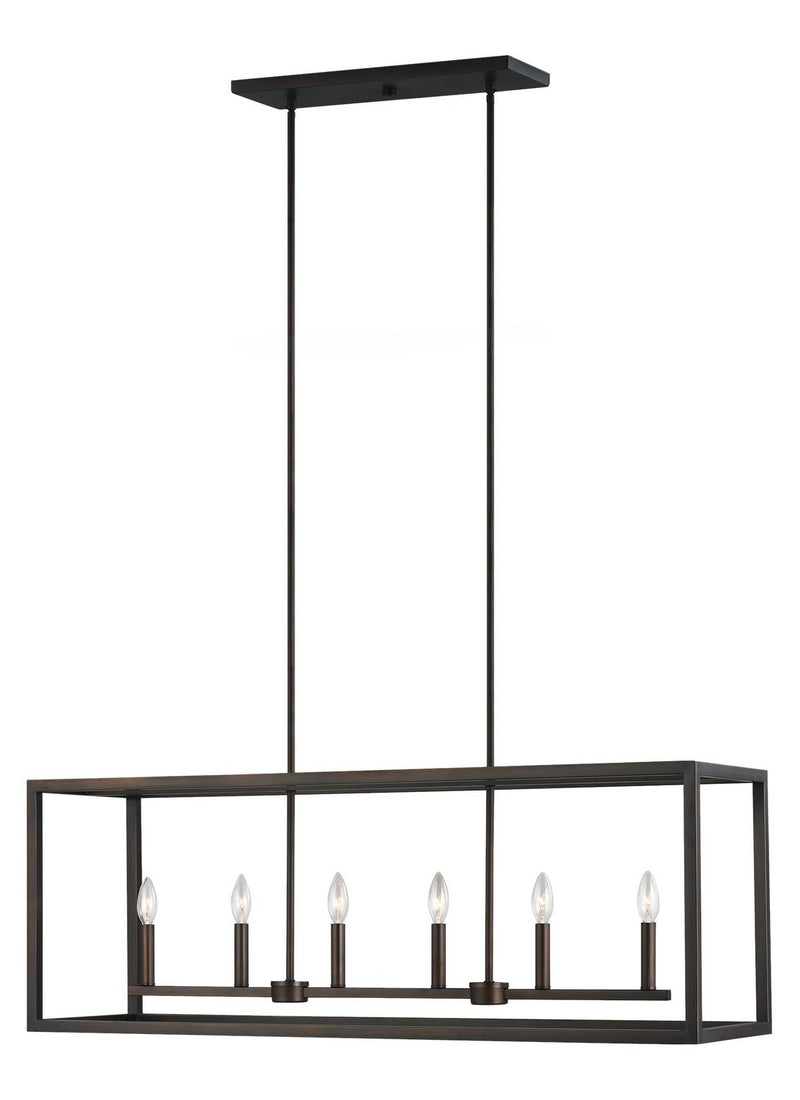 Moffet Street 6-Light Linear Chandelier in Bronze