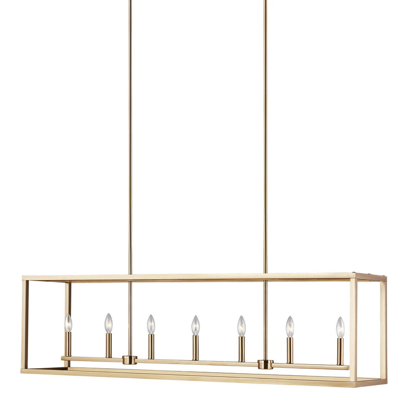 Moffet Street 7-Light Linear Pendant in Satin Brass