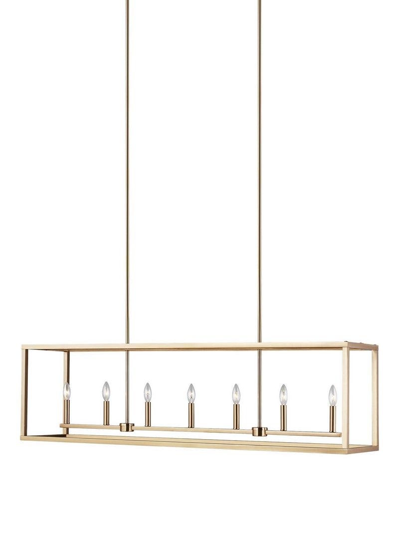Moffet Street 7-Light Linear Pendant in Satin Brass