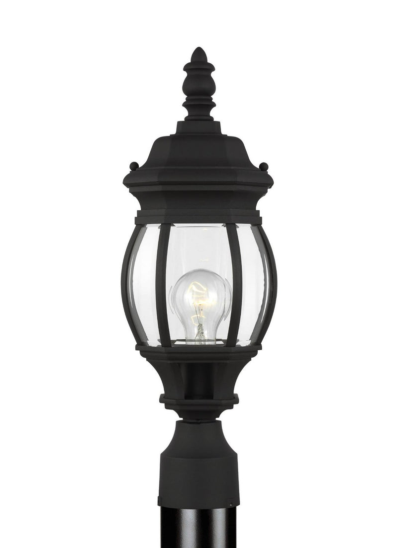 Wynfield Clear Beveled Outdoor Post Light in Black
