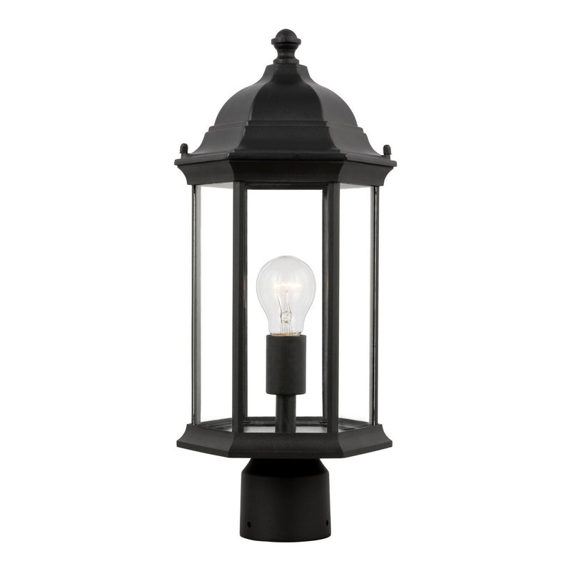 Sevier 18" Clear Glass Outdoor Post Light in Black