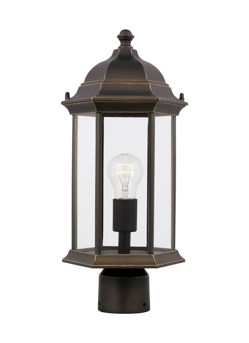 Sevier 18" Clear Glass Outdoor Post Light in Antique Bronze