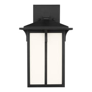 Tomek 10.6" Etched Glass Outdoor Wall Lantern in Black