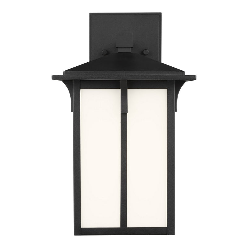 Tomek 10.6" Etched Glass Outdoor Wall Lantern in Black