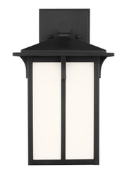 Tomek 10.6" Etched Glass Outdoor Wall Lantern in Black