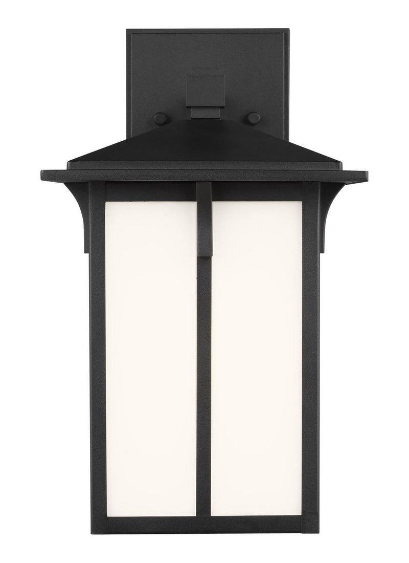Tomek 10.6" Etched Glass Outdoor Wall Lantern in Black