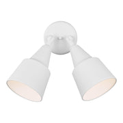 Flood Light Adjustable 2-Light Outdoor Wall Sconce in White