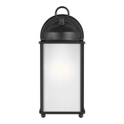 New Castle 10.25" Satin Etched Glass Outdoor Wall Lantern in Black