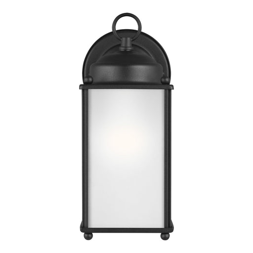 New Castle 10.25" Satin Etched Glass Outdoor Wall Lantern in Black