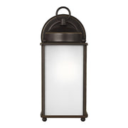 New Castle 10.25" Satin Etched Glass Outdoor Wall Lantern in Antique Bronze