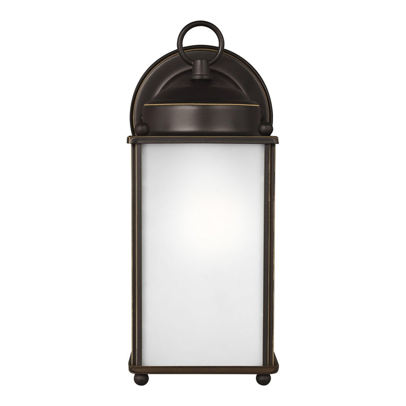 New Castle 10.25" Satin Etched Glass Outdoor Wall Lantern in Antique Bronze