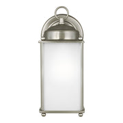 New Castle 10.25" Satin Etched Glass Outdoor Wall Lantern in Antique Brushed Nickel