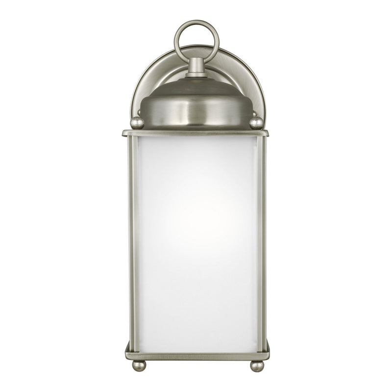 New Castle 10.25" Satin Etched Glass Outdoor Wall Lantern in Antique Brushed Nickel