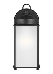 New Castle 10.25" Satin Etched Glass Outdoor Wall Lantern in Black