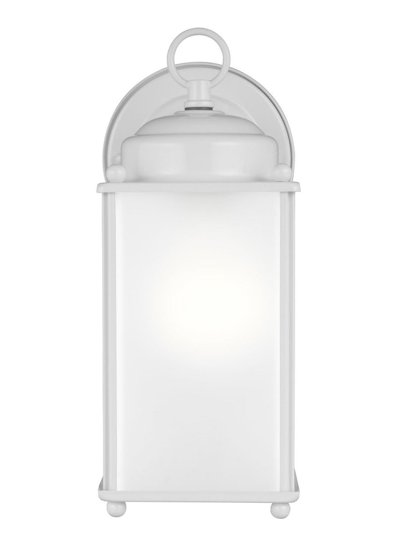 New Castle 10.25" Satin Etched Glass Outdoor Wall Lantern in White