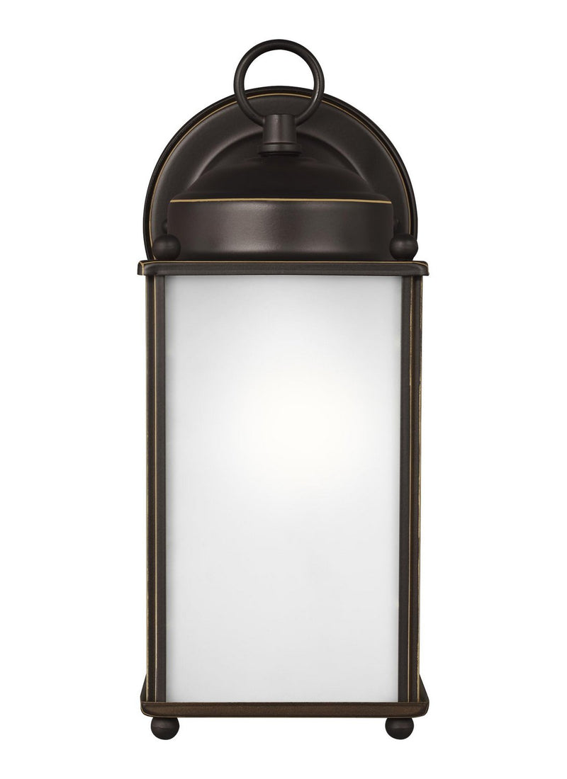 New Castle 10.25" Satin Etched Glass Outdoor Wall Lantern in Antique Bronze