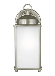 New Castle 10.25" Satin Etched Glass Outdoor Wall Lantern in Antique Brushed Nickel