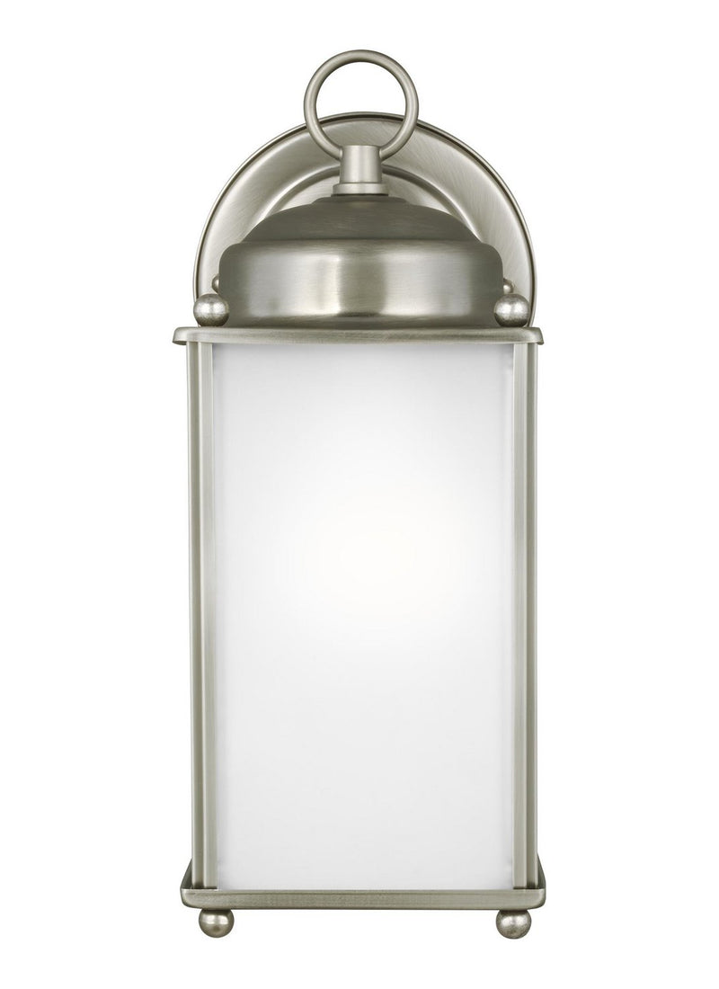 New Castle 10.25" Satin Etched Glass Outdoor Wall Lantern in Antique Brushed Nickel