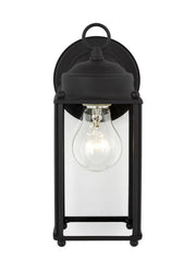 New Castle 10.25" Clear Glass Outdoor Wall Lantern in Black