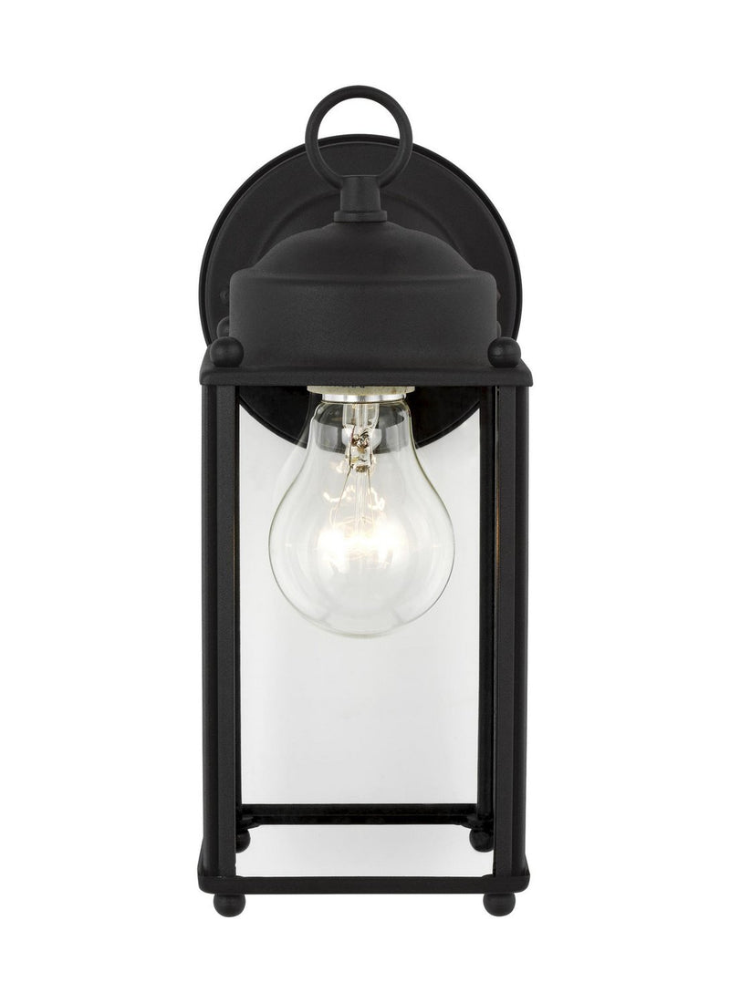 New Castle 10.25" Clear Glass Outdoor Wall Lantern in Black
