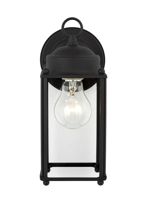 New Castle 10.25" Clear Glass Outdoor Wall Lantern in Black