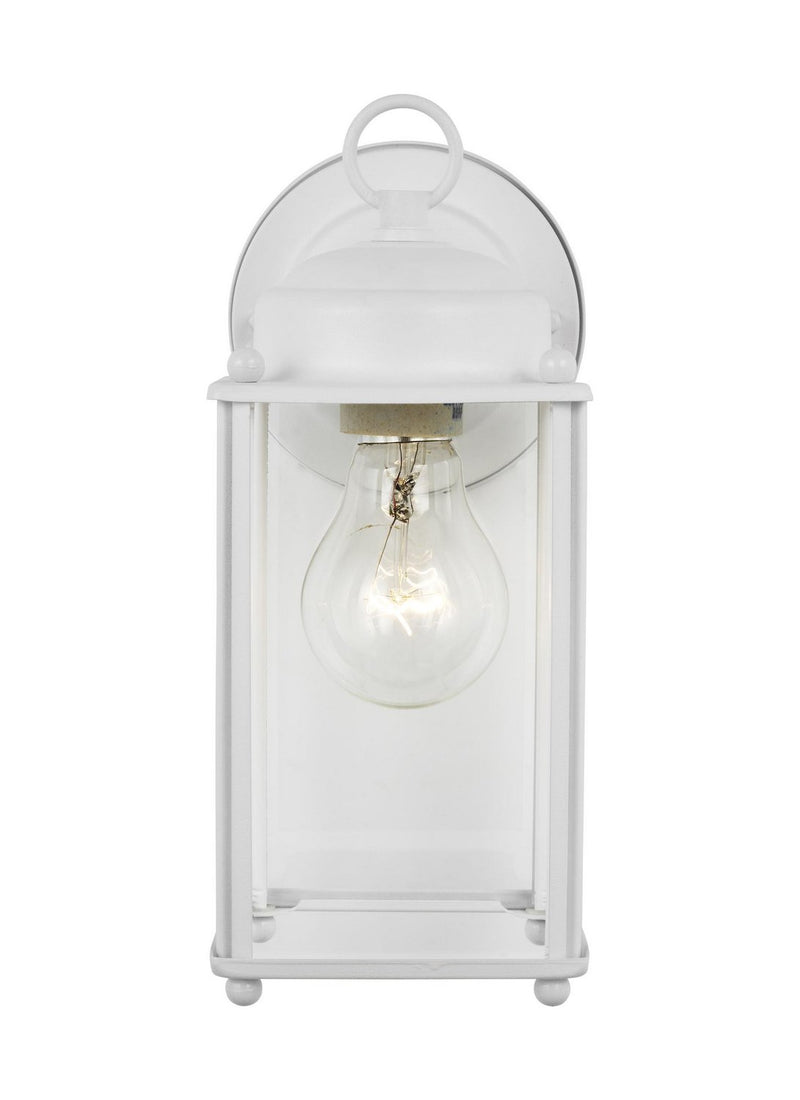 New Castle 10.25" Clear Glass Outdoor Wall Lantern in White