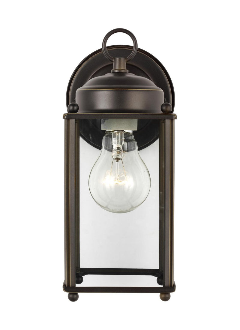 New Castle 10.25" Clear Glass Outdoor Wall Lantern in Antique Bronze