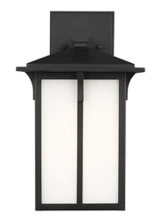 Tomek 14" Etched Glass Outdoor Wall Lantern in Black