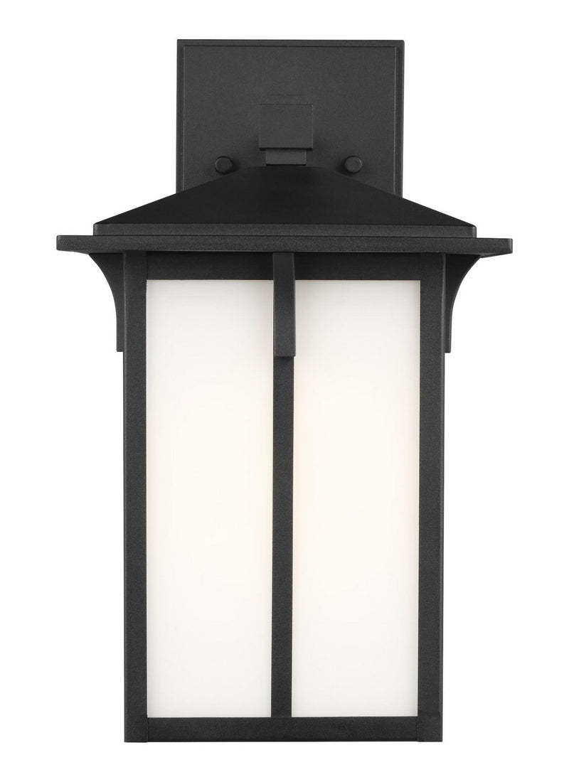 Tomek 14" Etched Glass Outdoor Wall Lantern in Black