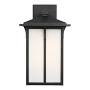 Tomek 18" Etched Glass Outdoor Wall Lantern in Black