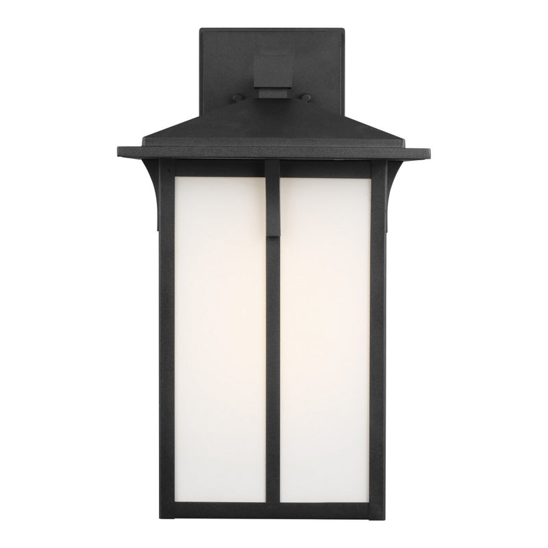 Tomek 18" Etched Glass Outdoor Wall Lantern in Black